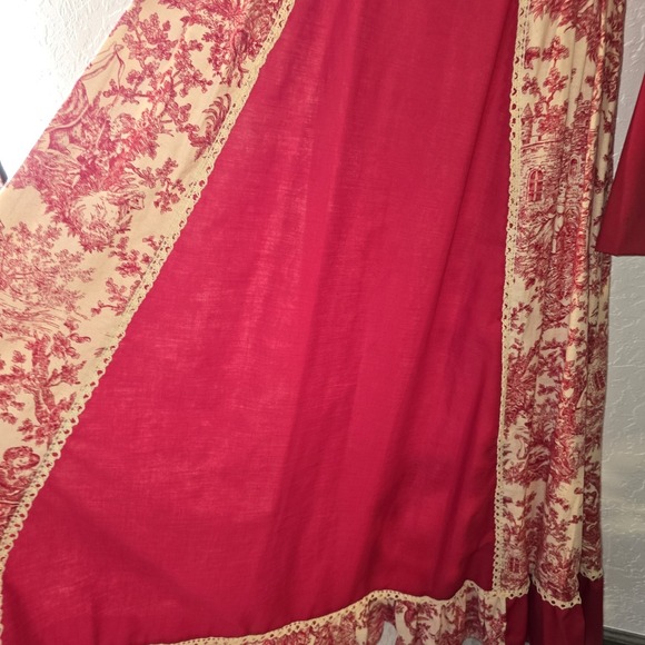 Gunne Sax Black Label Red Toile de Jouy Vintage Maxi Maiden Dress Sz 9/10 - Picture 12 of 15